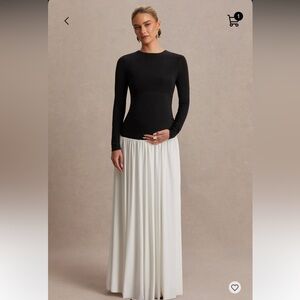 Club London Monroe Drop Waist Maxi Dress Black and White Size 8